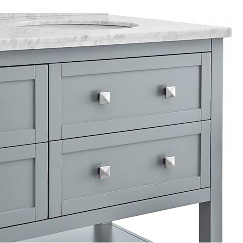 Solid Wood+ Natural marble bathroom vanity 60 Inch With cabinets, Gray 6 drawers